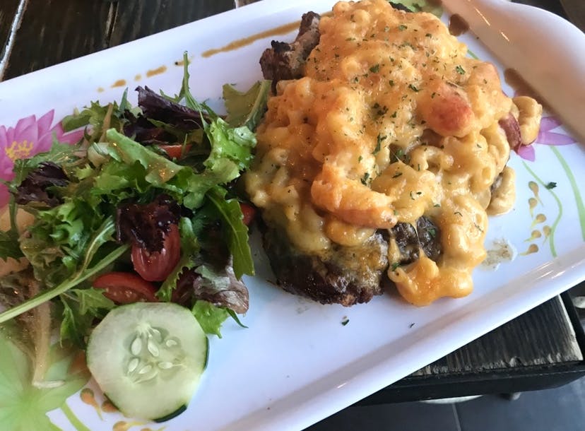 a close up of a plate of food